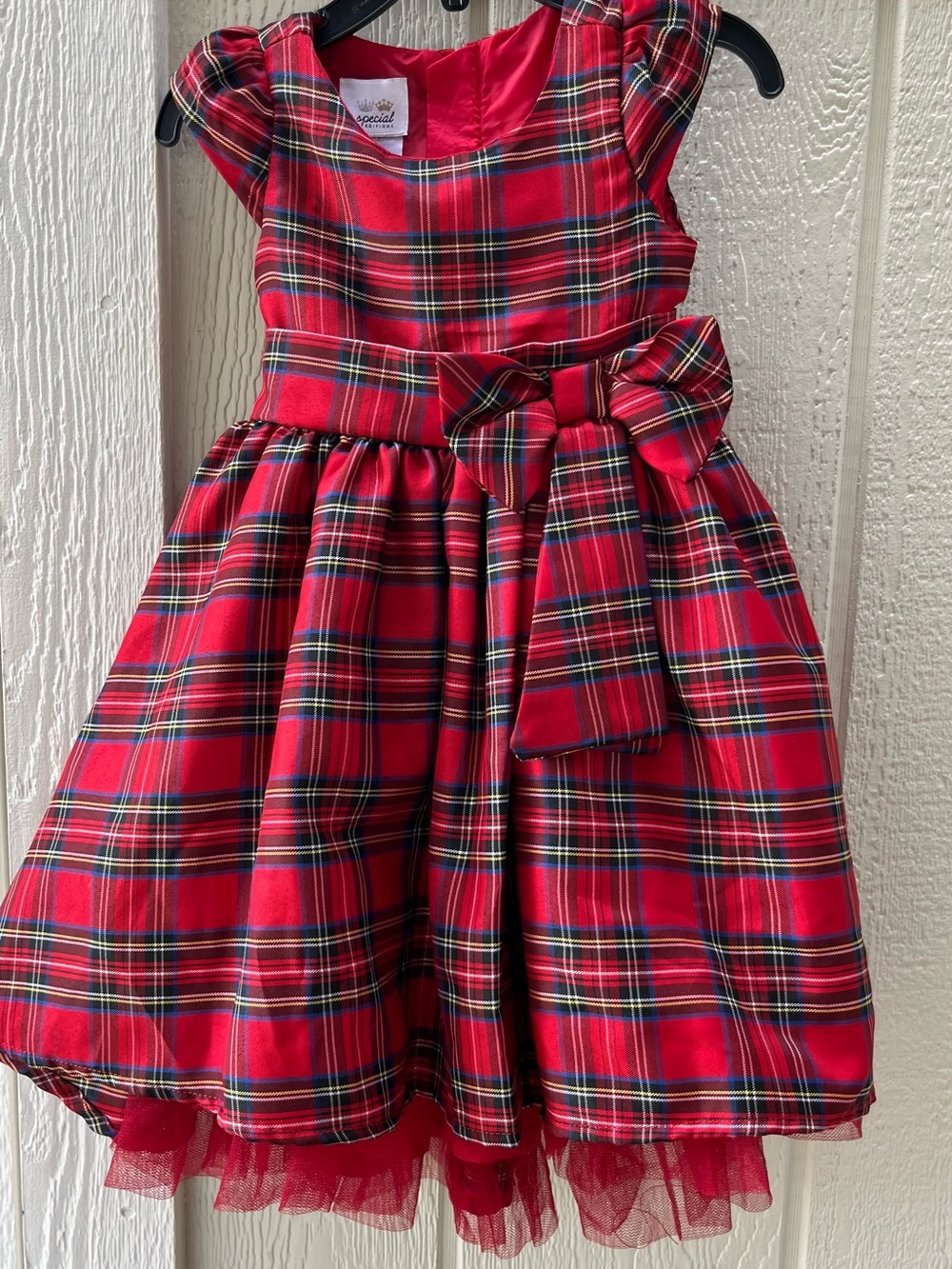 Toddler Special Edition Red Plaid Girls' Holiday Dress with Bow
